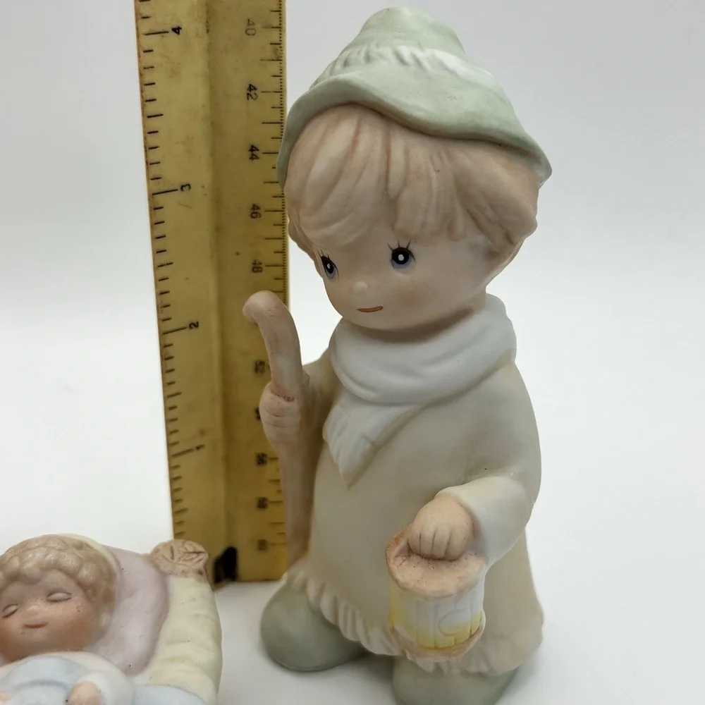 Vintage Homco‎ Porcelain Children 4 piece Nativity Set #5502 Christmas Crèche